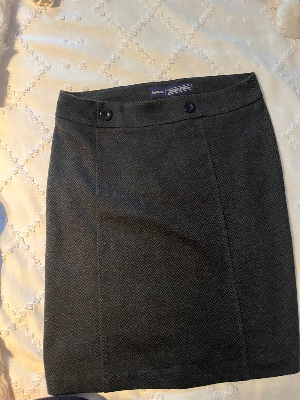 Reitmans Charcoal Herringbone Pencil Skirt